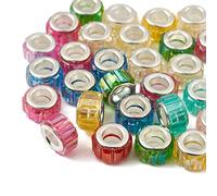 UR URLIFEHALL 100 Pcs Random Mixed Colour Transparent Faceted Resin European Beads Large Hole Beads for Jewellery Necklace Bracelet Making