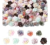 UR URLIFEHALL 100 pcs Random Rose Flower Plastic Cabochons Vintage Floral Flatback Charms for DIY Scrapbooking Embellishments Hair Clip Phone Case Decor