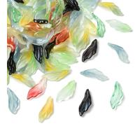 UR URLIFEHALL 100 pcs Random Summer Glass Leaf Charms Transparent Leaves Pendants Hanging Ornament for Necklaces Bracelet Jewelry Craft Making