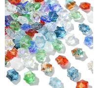 UR URLIFEHALL 100 Pcs Transparent Glass Snowflake Beads Christmas Flower Glass Beads for Jewellery Making DIY Crafts Keychain Hanging Decor