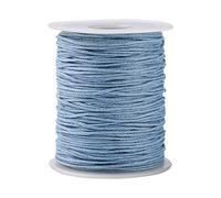 UR URLIFEHALL 100 Yards/90m x 1mm Quality Light Steel Blue Waxed Cotton Thread Cords Macrame Artisan String for Jewelry Making Findings