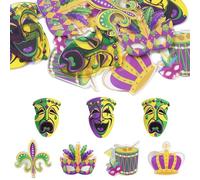 UR URLIFEHALL 12 Pcs 6 Styles Acrylic Mardi Gras Charms Double-Sided Carnival Mask Drum Crown Charms for DIY Jewellery Crafts Home Decor