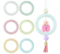 UR URLIFEHALL 12 Pcs Silicone Beadable O Rings 65mm Silicone Ring Beads Round Silicone Loop with 2 Holes Focal Frame for DIY Jewellery Crafts