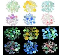UR URLIFEHALL 120 Pcs Luminous Resin Cabochons Flatback Glow in The Dark Flower Bowknot No Hole Beads for Jewellery Making DIY Crafts Art Nails