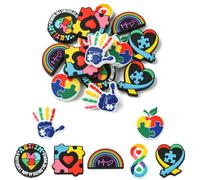 UR URLIFEHALL 14 Pcs 7 Styles Autism Silicone Beads Colourful Silicone Focal Beads for Beadable Pens Keychain Lanyard DIY Jewellery Making