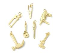 UR URLIFEHALL 14 Pcs 7 Styles Brass Tool Charms 18K Gold Plated Wrench Saw Screwdriver Hammer Charms for Jewellery Making DIY Crafts Keyrings