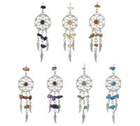 UR URLIFEHALL 14 Pcs 7 Styles Dream Catcher Charms with Chip Stone Beads Dangle Charms for Jewellery Making DIY Bohemian Crafts Earrings