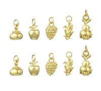 UR URLIFEHALL 15 pcs 5 Styles Brass Fruit Charms Golden 3D Apple Strawberry Pineapple Pendant Charms for DIY Necklace Bracelet Earrings Jewelry Making