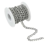 UR URLIFEHALL 16.4 Feet/5m 304 Stainless Steel Curb Chain Silver Unwelded Twisted Chunky Link Chains for Jewellery Making DIY Punk Crafts