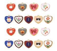 UR URLIFEHALL 18Pcs 9 Styles Printed Heart Charms for Jewellery Making