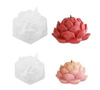 UR URLIFEHALL 2 Pcs 2 Styles Lotus Flower Candle Moulds 3D Floral Silicone Resin Moulds for Aromatherapy Soap Candles Home Table Crafts Decor