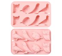 UR URLIFEHALL 2 Pcs Bird Silicone Moulds Owl Pigeon Shaped Chocolate Moulds for Baking Fondant DIY Candy Jelly Ice Cube Cake Decoration