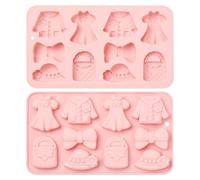 UR URLIFEHALL 2 Pcs Clothing Silicone Moulds Handbag Hat Bowknot Shaped Fondant Moulds for Jelly Chocolate Cake Cookie Candy Soap Cupcake Topper
