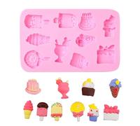 UR URLIFEHALL 2 Pcs Dessert Food Shaped Silicone Moulds Lollipop Ice Cream Cake Moulds for Chocolate Cookie Candy Cake Decoration Crafts Soap