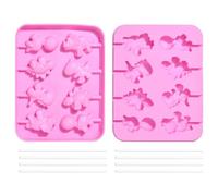 UR URLIFEHALL 2 Pcs Dinosaur Ice Lolly Moulds with Sticks Cute Animal Silicone Popsicle Moulds for Chocolate Yoghurt Candy Ice Cream Jelly Baking
