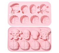 UR URLIFEHALL 2 Pcs Halloween Silicone Moulds Skull Head Brain Shapes Chocolate Moulds for Baking Food Making Jelly Candy Cake Biscuit Dessert