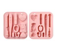 UR URLIFEHALL 2 Pcs Nurse Themed Silicone Molds Heart Pill Stethoscope Fondant Molds for Chocolate Bread Cake Candy Pudding Butter Making