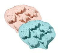 UR URLIFEHALL 2 Pcs Ocean Themed Silicone Moulds 6 Cavity Turtle Fishtail Sea Animal Fondant Moulds for Cake Soap Muffin Brownie Chocolate Crafts