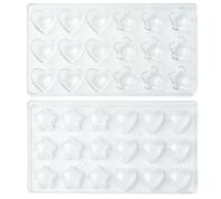 UR URLIFEHALL 2 Pcs PS Plastic Moulds Heart and Star Chocolate Shaped Moulds for Cake Decoration Candy Jelly Ice Cube Pet Treats Crafts