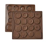 UR URLIFEHALL 2 Pcs Silicone Button Moulds Flat Round Flower Shaped Fondant Moulds for Cake Decoration Candy Chocolate Crafts Soap Making