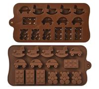 UR URLIFEHALL 2 Pcs Silicone Moulds Rocking Horse Car Bear Shaped Chocolate Moulds for Baking Food Cake Ice Cube Handmade Soap Muffin Brownie