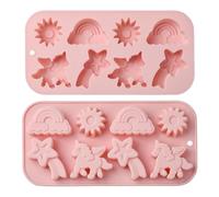 UR URLIFEHALL 2 Pcs Silicone Moulds Unicorn Sun Meteor Rainbow Baking Moulds for Chocolate Candy Cupcake Soap Jelly Cookie Ice Cube Tray