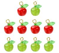 UR URLIFEHALL 20 pcs 2 Styles Lampwork Glass Apple Charms Handmade 3D Fruit Dangle Charms with Leaf for DIY Craft Earring Bracelet Necklace Jewelry Making