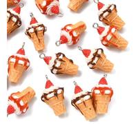 UR URLIFEHALL 20 pcs 2 Styles Resin Ice Cream Charms Summer Food Soft Serve Pendants Charms for DIY Craft Earring Bracelet Necklace Jewelry Making