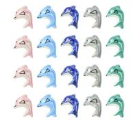 UR URLIFEHALL 20 Pcs 5 Colours Handmade Porcelain Dolphin Beads Ocean Animal Ceramic Beads for Bracelets Necklaces Jewellery Making DIY Crafts