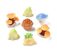 UR URLIFEHALL 20 pcs 5 Styles Resin Forest Dollhouse Accessories Mini Mushroom Pine Cone Bamboo Sprout Figurines for Micro Landscape Party Decorations