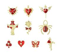 UR URLIFEHALL 20 pcs Random Gothic Style Enamel Charms Golden Heart Rose Flower Cross Pendant Charms for DIY Earrings Necklace Bracelet Jewelry Making