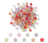 UR URLIFEHALL 200 Pcs Flower Beads Caps 5-Petal Plating Transparent Acrylic Bead Caps Spacer Loose Beads for DIY Handmade Crafting