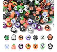 UR URLIFEHALL 200 Pcs Halloween Polymer Clay Beads Ghost Skull Bat Pumpkin Heishi Spacer Beads for Jewellery Making Crafts Phone Strap