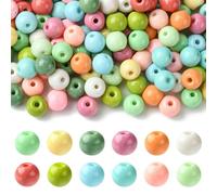 UR URLIFEHALL 200 Pcs Opaque Glass Beads 8mm Round Beads Colourful Spacer Loose Beads for Bracelets Necklace Jewellery Making Crafts Keychain