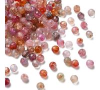 UR URLIFEHALL 200 Pcs Pink Series Natural Agate Beads 4mm Faceted Round Beads Gemstone Loose Beads for Jewellery Making DIY Bracelet Crafts