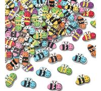 UR URLIFEHALL 200 pcs Random 2-Hole Bee Wooden Buttons Colorful Insect Animal Sewing Buttons for DIY Scrapbooking Sewing Clothing Dress Sweater Crafts