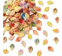 UR URLIFEHALL 200 pcs Random Resin Leaf Charms Colorful Tree Leaves Pendants Charms with Glitter Powder for DIY Necklace Bracelet Jewelry Making Findings
