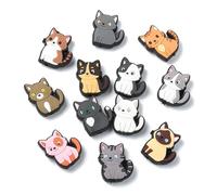 UR URLIFEHALL 24 Pcs 12 Styles Colourful PVC Plastic Cat Beads Cute Kitten Beads Pet Animal Loose Beads for Jewellery Making Crafts Home Decor