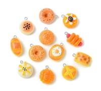 UR URLIFEHALL 24 Pcs 12 Styles Resin Baking Bread Charms Flatback Simulation Food Bread Cake Charms for Jewellery Making Earring Keychains Crafts