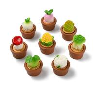 UR URLIFEHALL 24 pcs 8 Styles Miniature Potted Plant Resin Figurines Mushroom Corn Cabbage Dollhouse Accessories for Micro Landscape DIY Ornament Decor