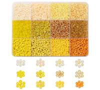 UR URLIFEHALL 240 Pcs 12 Styles Yellow Glass Seed Beads 8/0 Round Glass Craft Beads Pony Round Loose Beads for DIY Crafts Jewellery Making