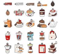 UR URLIFEHALL 25 pcs Random Enamel Coffee Charms Colorful Coffee Cup Cafe Bean Charms for DIY Bracelet Necklace Keychain Jewelry Making