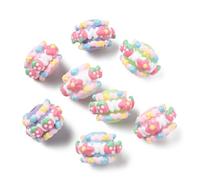 UR URLIFEHALL 30 pcs 5 Colors Acrylic Strawberry Flower Beads Hand Drawn Opaque Bumpy Enamel Beads for DIY Bracelet Necklace Earrings Jewelry Making