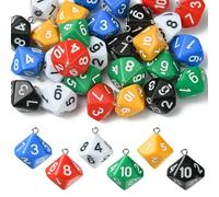 UR URLIFEHALL 30 pcs 6 Colors Acrylic Dice Pendant Charms Ten Facets Polyhedral Charms for DIY Bracelet Necklace Earrings Keychain Craft Jewelry Making