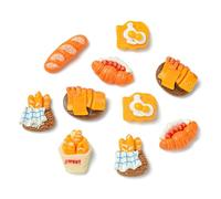 UR URLIFEHALL 30 Pcs 6 Styles Imitation Food Resin Cabochons Flatback Toast Bread No Hole Beads for Crafts Scrapbooking Embellishments Hairpins