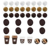UR URLIFEHALL 30 pcs Random Coffee Cup Silicone Bead Coffee Bean Focal Beads Round Silicone Beads for DIY Keychain Bracelet Necklace Beaded Pens