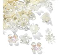 UR URLIFEHALL 300 Pcs ABS Plastic Flower Bead Caps Imitation Pearl Petal Flower Bead End Caps for Jewellery Making DIY Crafts Gift Decor