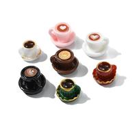 UR URLIFEHALL 35 Pcs 7 Styles Mini Resin Coffee Cup Figurines Drink Tableware Dollhouse Accessories for Micro Landscape Party Decorations