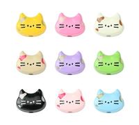 UR URLIFEHALL 36 Pcs 9 Styles Spray Printed Cat Spacer Beads Kitten Animal Head Metal Loose Beads for Bracelet Necklace Earrings Jewellery Making