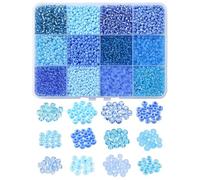 UR URLIFEHALL 3600 Pcs 12 Styles Glass Seed Beads Deep Sky Blue Small Craft Beads for DIY Bracelet Necklaces Crafts Jewellery Making